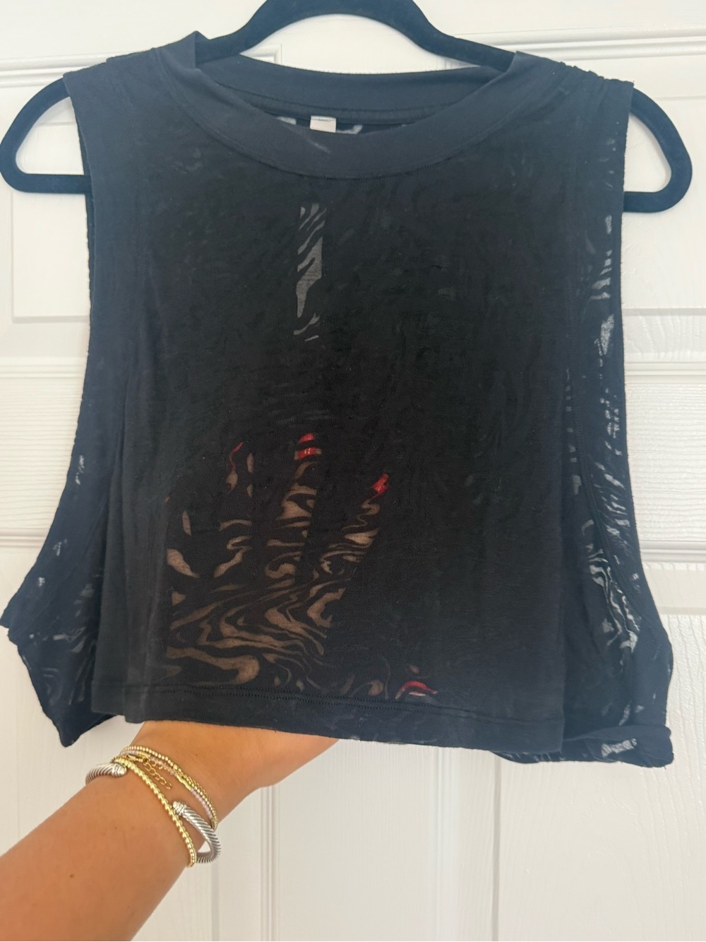 Lululemon Black Sheer Cropped Tank Top - Women
